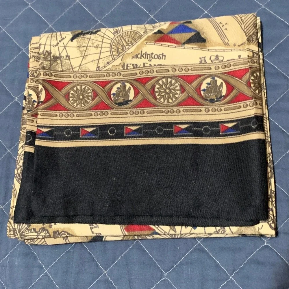 Vintage Mackintosh New England Map Nautical Souvenir Scarf Tie Massachusetts